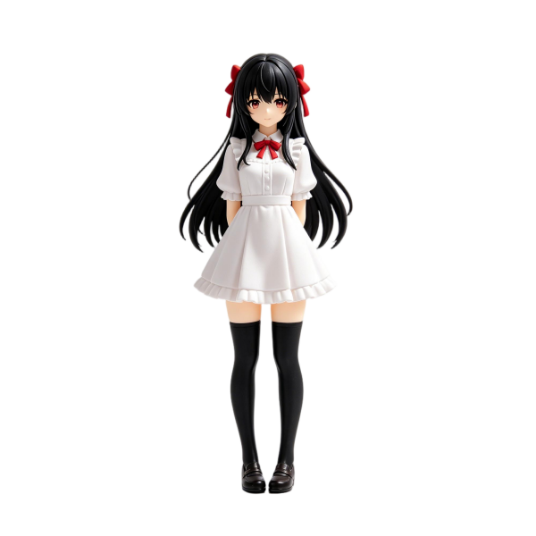 Black-Haired Girl in White Dress Anime Figure
