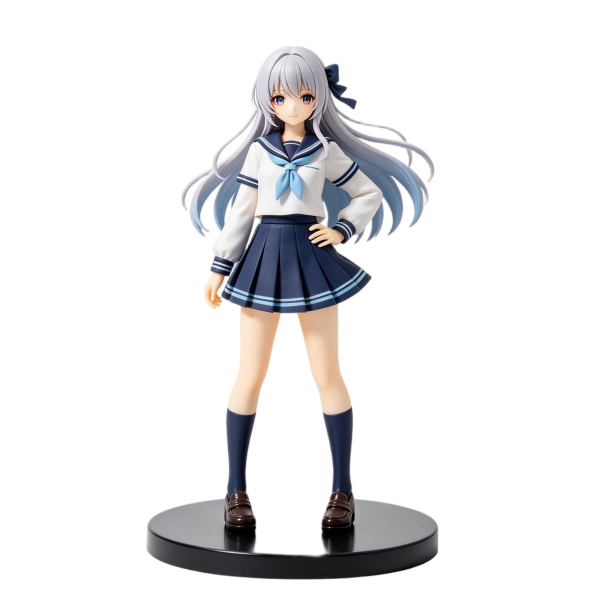 Silver-Haired Sailor Uniform School Girl Figure